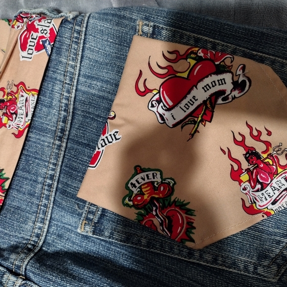 Handmade Jean Purse/ Beach Bag/ Tattoo Print with Mom/ Great for Beach! - Picture 4 of 4